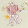 Kleidung Sets 3 stücke Baby Mädchen Kleidung Set Knopf Langarm Strampler Body Daisy Floral Flare Hosen Stirnband Frühling Outfits