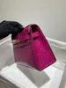 BASSI DESIGNER Clutchs da 22 cm borsetta del marchio Real Shinny Crocodile Skin completamente di qualità rosa rosa Rosso Rosso Colori rapidi Consegna rapida Prezzo all'ingrosso