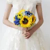 Bouquet da sposa da sposa con fiori decorativi, girasole artificiale, romantico fiore fatto a mano per la decorazione della casa