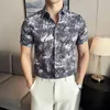 Camicie casual da uomo Camicia a maniche corte stampata con lettera di moda estiva Camicia streetwear sociale Vacanza Abbigliamento da uomo hawaiano 2024