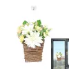 Decorative Flowers Spring Flower Door Basket Artificial Daisy Wreaths Ornament Farmhouse Wreath For Home Porch Window Wall Decor