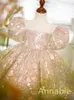 Flicka klänningar annabelle blomma för bröllopsfest puff hylsa paljett klänning baby prestanda födelsedag klänningar