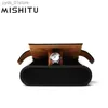 Smyckeslådor Mishitu Black 6 Grids Pu Leather Storage Box med Velvet Organizer Case Jewelry Display Box L240323