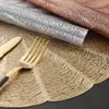 Masa bezi 4pcs PVC Western Placemat 38cm Yuvarlak Isı Yalıtım Pedi Anti-kayma içi boşluk