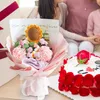 Flores decorativas de malha artificial crochê buquê de flores falso presente ornamento dia das mães já feito para o festival da namorada