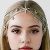 Saç klipleri Zarif Zincir Rezestone Gelin Kafa Zincirleri Kadınlar için Retro Tiara Altıgen Kolye Çok Katmanlı Takı Prenses Prom
