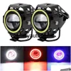 Motorcycle Lighting 125W Led Angel Eyes U7 Headlamp Spotlights 2Pcsset Headlights Motorbike Auxiliary Lamp4794235 Drop Delivery Mobi Dhkxd