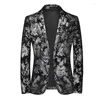 Herrdräkter 2024 One Button Casual Suit Youth Groom Wedding Dress Printed Top
