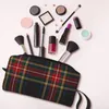 Opbergtassen Reizen Luxe Zwarte Tartan Geruite Toilettas Geometrische Gingham Check Textuur Make-up Cosmetisch Voor Schoonheid Dopp Kit Box