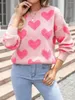 Pulls pour femmes Femmes Graphic Crewneck Sweat-shirt Y2K Esthétique Vintage Saint Valentin surdimensionné Pull à manches longues Pull