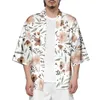 남자 잠자기 남성 도교 로브 로브 기모노 일본 빈티지 스타일 카디건 나이트웨어 셔츠 유카타 캐주얼 여름 목욕 가운 홈 옷