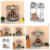 Étagères de salle de bain Cuisine de ménage Assaisonnement Rack de stockage Deuxième étage Bureau Snack Cosmétiques Coin Drop Livraison Maison Jardin Bain Otcrg