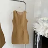 Casual Jurken Dames Gouden Mouwloos Vest Kleine Geurige Jurk Mode Eenvoudige Chique Elegante Pailletten Franse Mini Lente Zomer