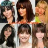 Bangs Human Hair Bangs Front 3 klipsy naturalne włosy grzywki naprzód w przedłużanie włosów 8 cali 20 g czarny brązowy blondynka