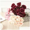 Dekoracyjne kwiaty wieńce 12 sztuczna róża 11 kolory Uznanie Dekoracja przyjęcia kwiatowego Fałszywe walentynki Prezent T9i00990 Drop D Dhhbu