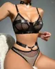 Bras Sets Spaghetti Strap Fishnet Design Lingerie Set Women Sexy Black Underwear Sissy Clothing Suit