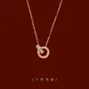 Titanium stalen ketting damesmode website eenvoudig rood roze goud slot bot ketting Romeinse dubbele ring digitale coole wind Instagram hanger