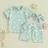 Set di abbigliamento set per bambini per bambini outfit estivo per le magliette a maniche corte margherite