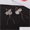 Clip-On Screw Back 2022 Korean White Acrylic Petal Long Clip On Earrings For Women Accessories Earings Fashion Jewelryclip-On Drop Del Ot4Ev