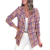 Costumes pour femmes à la mode et à la mode automne hiver Plaid manches longues poches avec deux boutons veste de costume décontracté pour les femmes