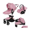 Carrinhos de bebê Designer de alta qualidade Stoller 3 em 1 Pram Paisagem Dobre Pu Couro Wagen Carriage Carro Nascido Carrinho Venda como Bolos S Otzmf