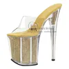 Slippers Lucky2024 Super Heel 19cm Hentian High Crystal Nightclub Sm Big Size Women's Shoes Yellow Stiletto