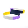 Bracciale rigido da 50 pezzi sottosezione colore giallo nero viola e bianco Bracciale in silicone Pride