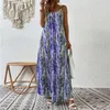 Casual klänningar ärmlös bohemisk plus storlek sommarkläder kvinnor Sling Floral Vintage Beach Holiday Long Women's Dress