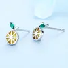 Stud Earrings Japanese Style Summer Refreshing Lemon Fashion Girl CZ Colour Zirconia Fruit Charm Lady Party Jewelry