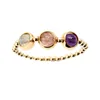 Ins style niche gold bead ring simple design sense fashion transfer bead tricolor crystal bead combination ring