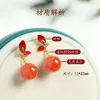 Stud Earrings Butterfly Natural South Red Agate Female Sterling Silver Chinese Style Vintage