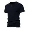 Année nouvel an Henry chemise hommes à manches courtes T-shirt col américain coton sport et Fitness