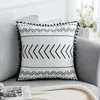 Pillow Simple Style Black & White Geometric Stripe Square Decorative Covers 18x18in Bohemia Home Chair Seat Throw Case