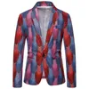 Primavera / otoño Chaqueta de traje estampada de manga larga Moda para hombre Abrigo fino casual Selección multicolor de hombres Blazers M-2XL 3XL 240309