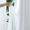 Cortinas de chiffon macio, cortinas de tule antiarranhões com fio europeu, tela de janela para janelas, sala de estar, tule branco translúcido