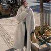 Fur Coat Womens Winter Mid Length Loose and Slim Skin Thickened Environmentally Friendly Mink Leather Button Fashion