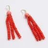 Dangle Earrings GG Jewelry Orange Pink Coral GP CZ Pave Lever Back Handmade For Women