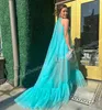 Halter cocktail klänning ruffle tyll tält maxi nye hoco drama examen mor formell parti bröllop gäst semester klubb svartband gala prom ren överlägg 3d blomma