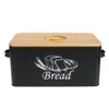 Boîte à pain en métal de grande capacité, conteneurs de stockage des aliments de cuisine, boîte de rangement de collations de pique-nique en plein air avec poignée et couvercle en bambou 240307