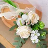 Flores decorativas de cadeira de flor artificial Simulação de seda para casamento de casamento externo ocidental Banco de decoração