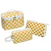 Storage Boxes Business Trip Toilet Bag Check Print Cosmetic Bags Set With Zipper Closure Capacity Portable Pouches For Travel