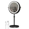 9 -calowy 360 stopni sypialnia lub stół łazienkowy Podnoszenie lustra 3x powiększenie podwójne lustro z LED Light Cosmetic Mirror 240318