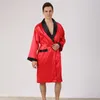 Erkekler Sıcak Rahat Rahat Erkek Çökelt Saten Boşluk ile Şort Seti Pijamalar İpeksi Kimono