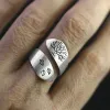 Simple Men Women Screwy 14K Gold Ring Tree and Leaves Brushed Wedding Ring Ladies Punk Party Jewelry Creative Opening Ring