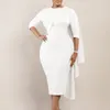 Casual Dresses Bodycon Sexy Elegant Fashion Cloak 3/4 Sleeves Slim Pencil Dress Female O-neck Collar Solid Office Lady Africa OL