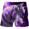 Shorts masculins Fashion Summer Mens Animal Wolf Shorts 3d Shorts imprimés pour hommes shorts pour hommes Pantalons sportifs décontractés 24323