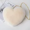 Shoulder Bags Fashion Women's Heart Shaped Handbags Cute Kawaii Faux Fur Crossbody Wallet Purse Plush Chain Bag Lady Handbag