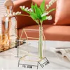 Vases Vase en verre de forme de maison avec support en métal fleur de plante hydroponique pour bar salle de bain El décor