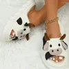 Kapcie Śliczne tkaninowe krowy domek otwarty palce super miękki podeszwy buty platformowe wygodne zwierzę domowe