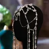 Klipy do włosów 2024 Moda z koralikami pałąk dla kobiet Tassel kryształowe opaski akcesoria biżuterii ślubnej Tiara